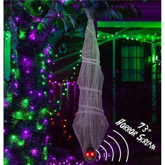 Corpse Halloween Decorations Outdoor: Horror Scream with Lighted LED Eyes - Picture 6 of 7